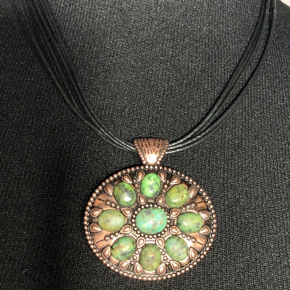 Copper tone with green color stones Necklace